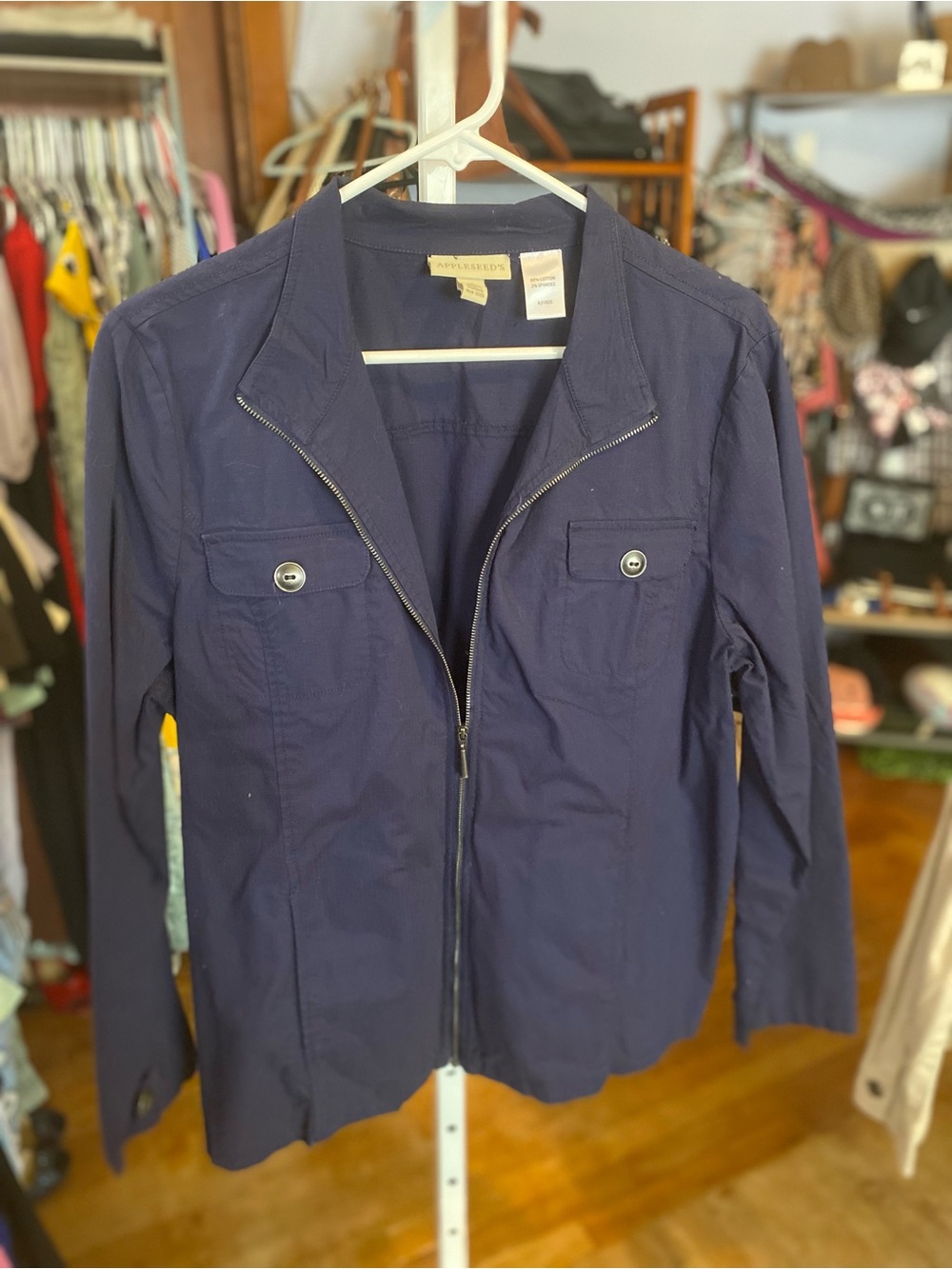 Appleseed's Navy Utility Zip-Front Jacket